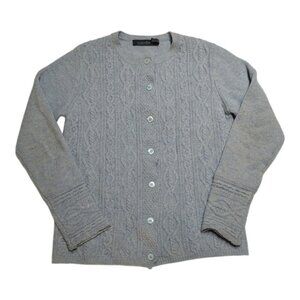 Ireland Eyes Light Blue Cable Knit Wool Cashmere Cardigan S